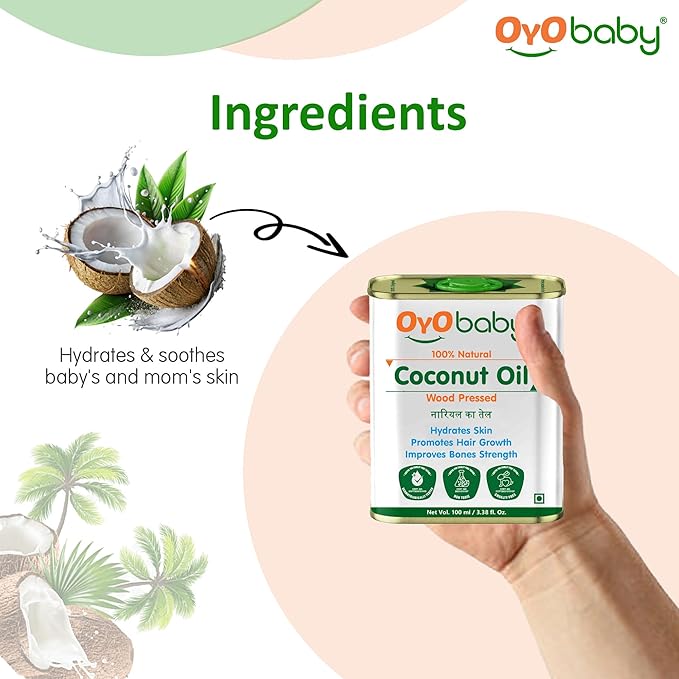 Oyo Baby Wood Pressed Coconut Oil for Baby Hair Oil Massage & Skin Care - 100 ml