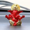 Ecraftindia Gold Plated Red Mukut Ganesha Decorative Showpiece