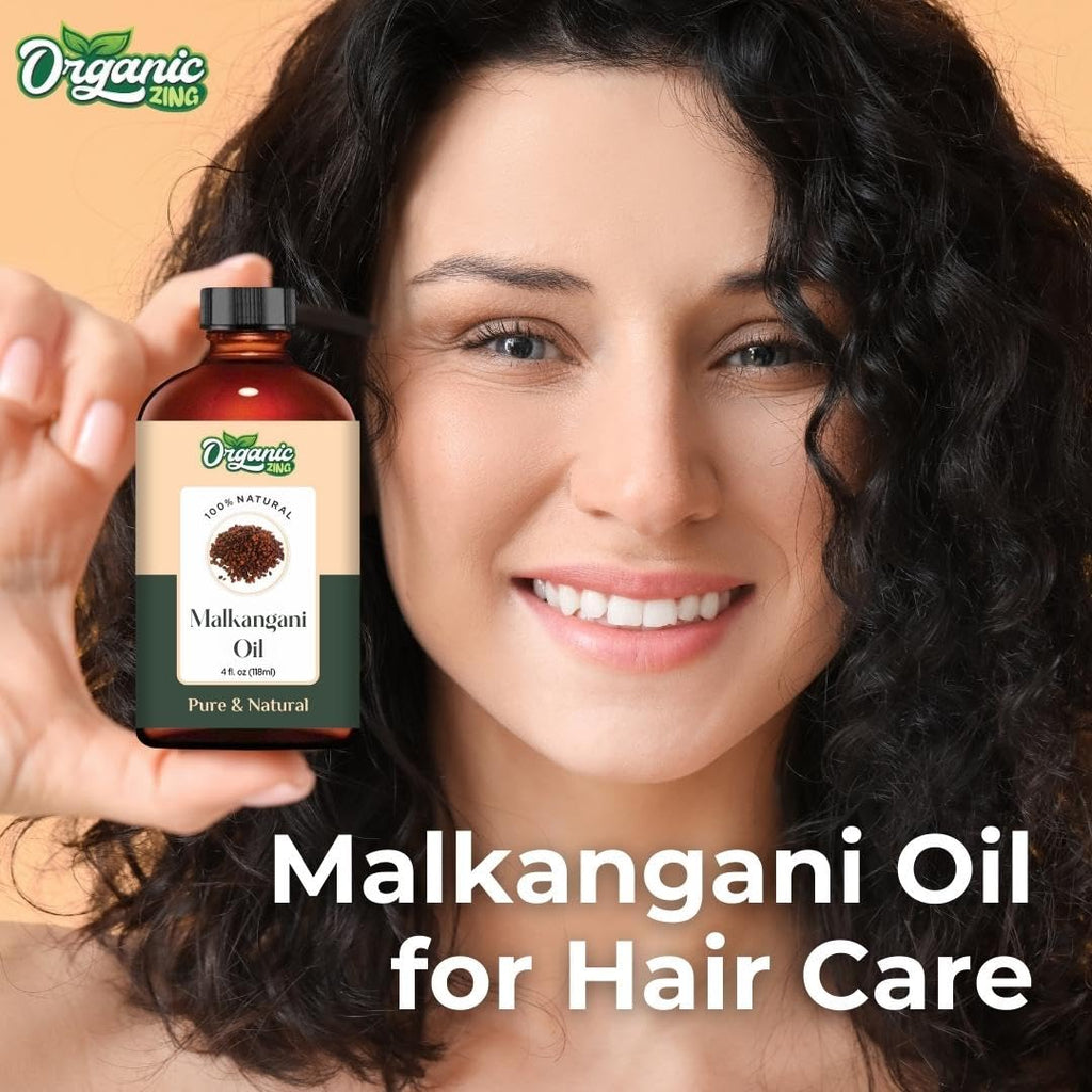 Organic Zing Malkangni Seed (Celastrus Paniculatus) Oil | Carrier Oil for Massage, Skin Care, Hair Care - 118 Ml
