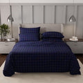 Stoa Paris Vogue Microfibre Comforter for King Size Bed with 4 Pillow Covers Colour Indigo Rainbow Chèques