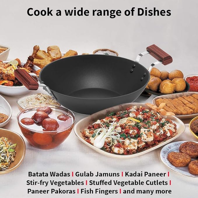Hawkins Futura 2.5 Litre Deep Fry Pan Non Stick Kadai Flat Bottom Kadhai