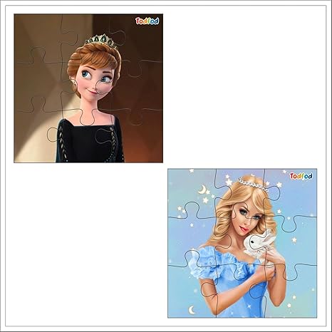 TodFod Wooden Jigsaw Puzzles Toy for Kids & Children Disney Barbie Girls 54 Pieces 6 in 1 & Marvel Avengers