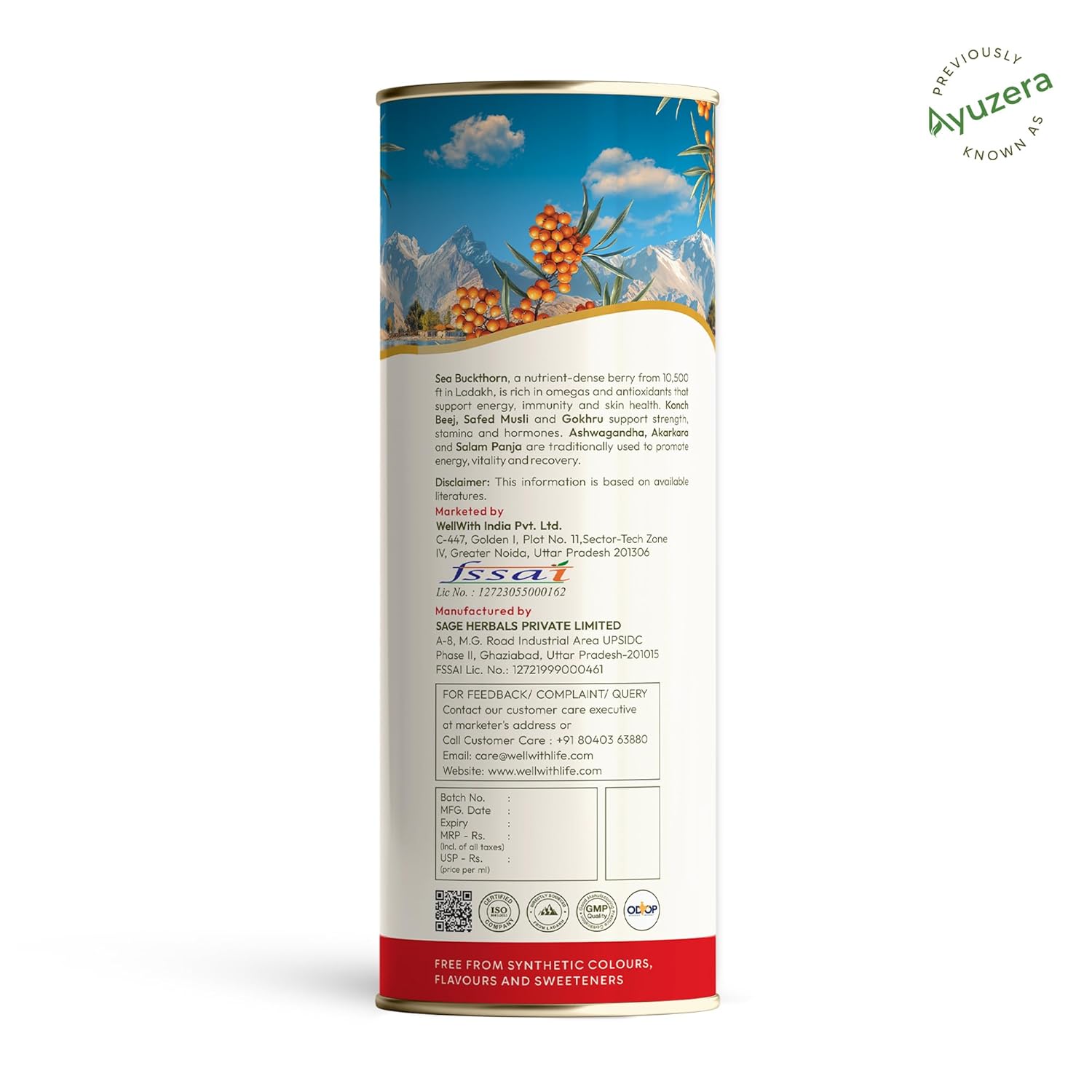 Wellwith (Ayuzera) PowerX 300ml Sea Buckthorn with Ashwagandha,Safed Musli, Gokhru & Akarkara | HimalayanSeabuckthorn Pulp Juice For Men (Pack of 1)