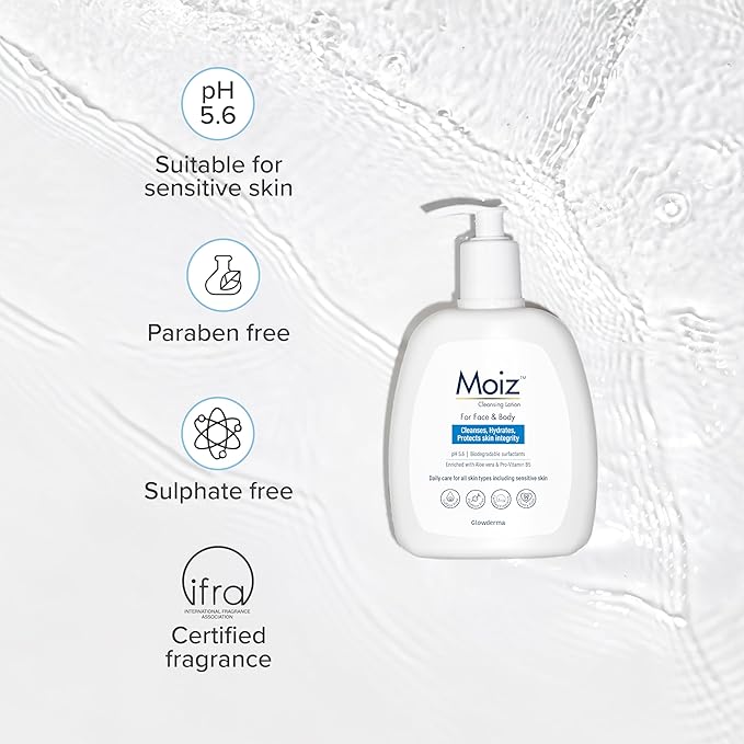 Moiz Cleansing Lotion | Face & Body Cleanser | for Sensitive Skin - 200 Ml