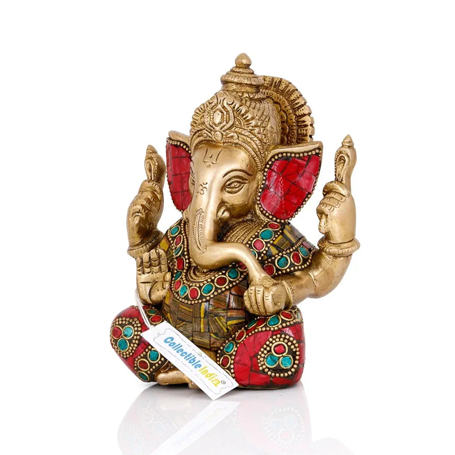 5.5" Lord Ganesha Brass Idol Statue God Ganesh Sculpture