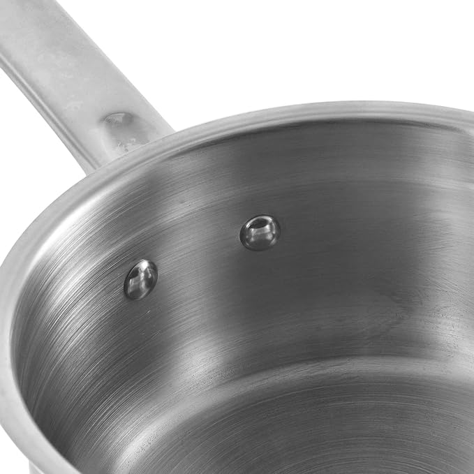 Vinod Two Tone Stainless Steel Saucepan with Glass Lid 3 Litre, 20 cm (6.2mm Thick) | Triply Saucepot, Sturdy Riveted Handle