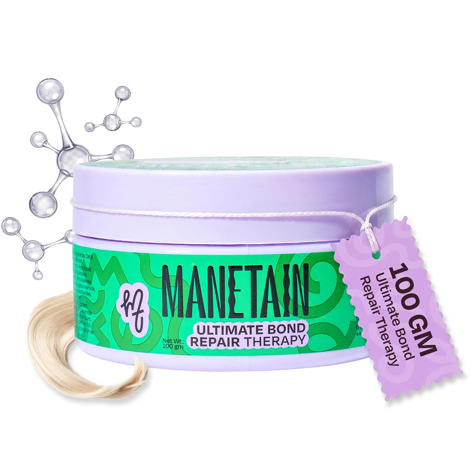 Manetain Ultimate Bond Repair Therapy 100gm | Deep Repair Curl Conditioner for Curly Hair Women & Men | Strengthening Conditioner for Frizzy Hair with FiberHance™, Plant Keratin & Ceramides | CG‑Friendly