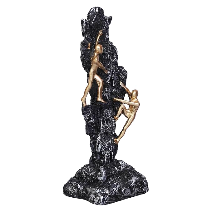 Ecraftindia 2 Men Climbing on Rock Mountain Climbers Human Figurine Showpiece