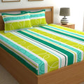 Dreamscape Microfiber Wrinkle & Fade Resistant Double Bedsheet with 2 Pillow Covers Gangled Green