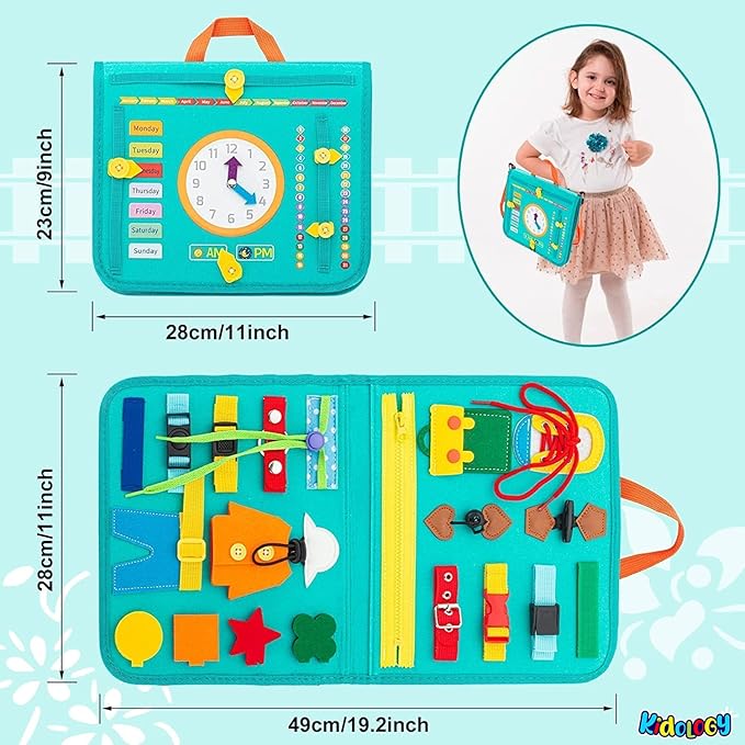 Kidology Montessori Busy Board Toy to Develop Basic Skills Multicolor