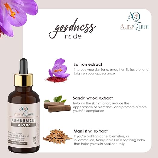 AuraQuint Kumkumadi Ayurvedic Face Serum For Men Women - 30 ml