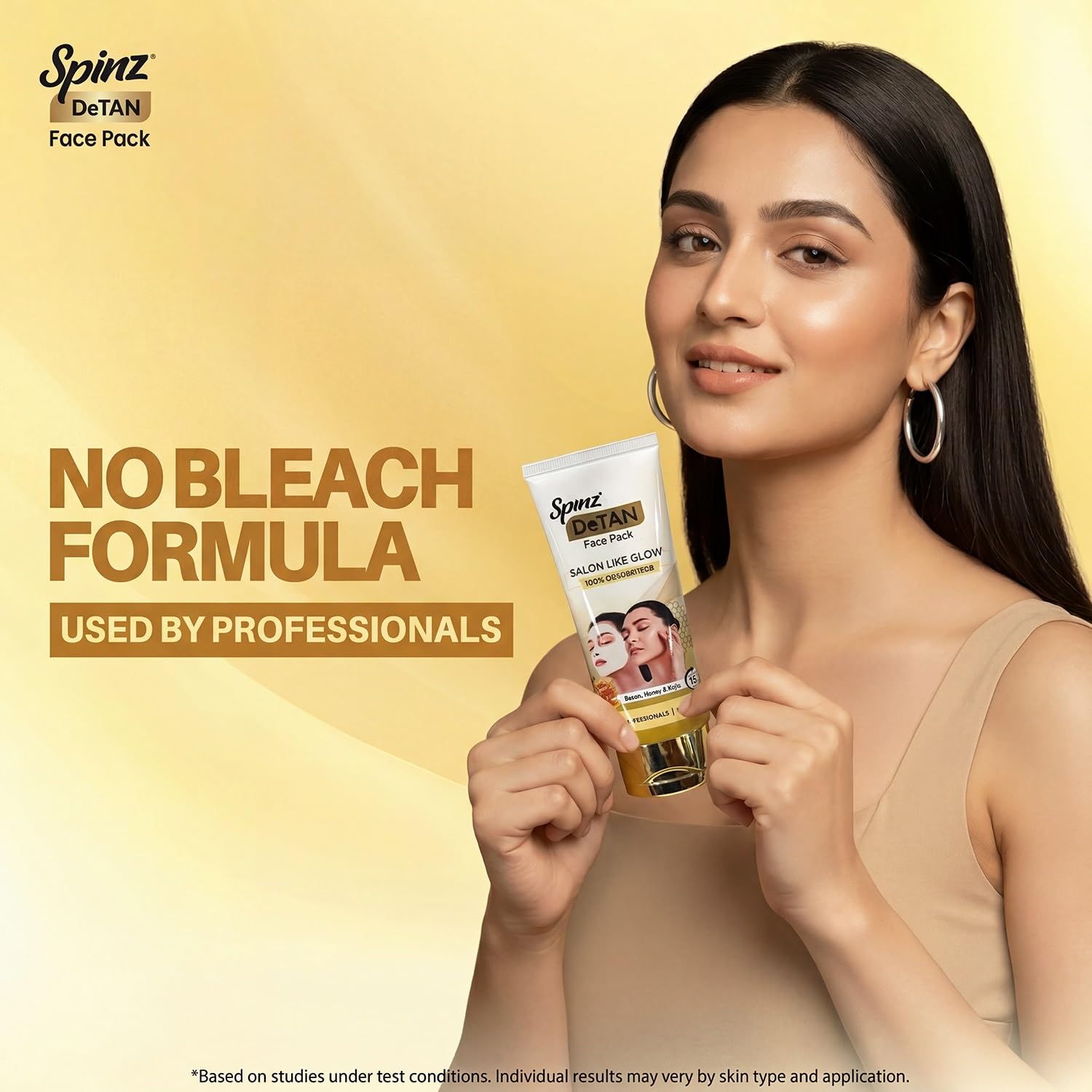 Spinz DeTan Face Pack with Besan, Honey & Kojic Acid | Tan Removal cream for Brightening & Glow | Salon-like Glow in 15 mins | 100gm