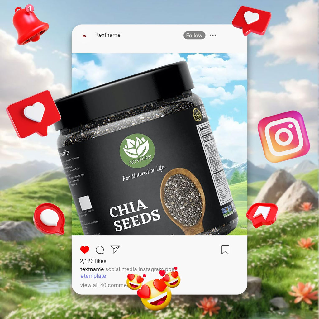 Go Vegan Raw Chia Seeds - 250 Gram Jar Pack | Omega 3 and Fibe Seeds for Weight Management | Rich in Calcium, Protein & Fibre