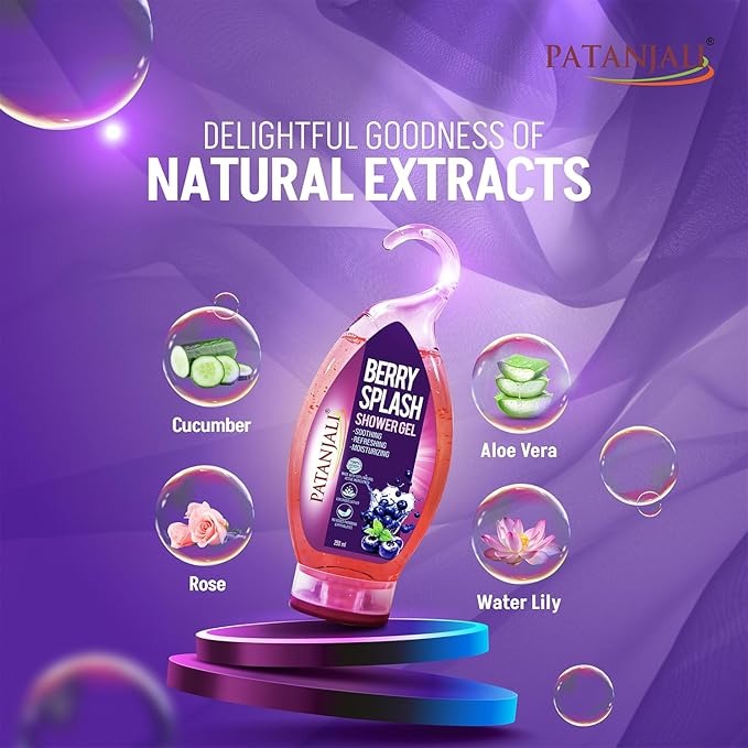 Patanjali Berry Splash Shower Gel with Aloe Vera - 250 ml (Pack of 3)