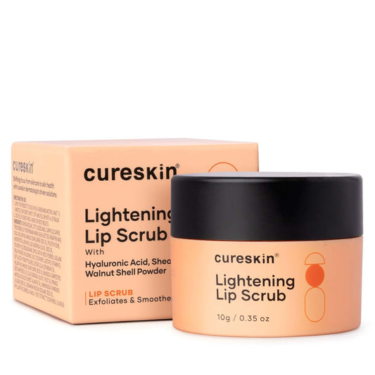 Cureskin Lightening Lip Scrub for Men and Women | Lip Scrub for Dark Lips to Lighten Pink with Hyaluronic Acid, Shea Butter and Walnut Shell Powder, 10 g (Pack of 1)