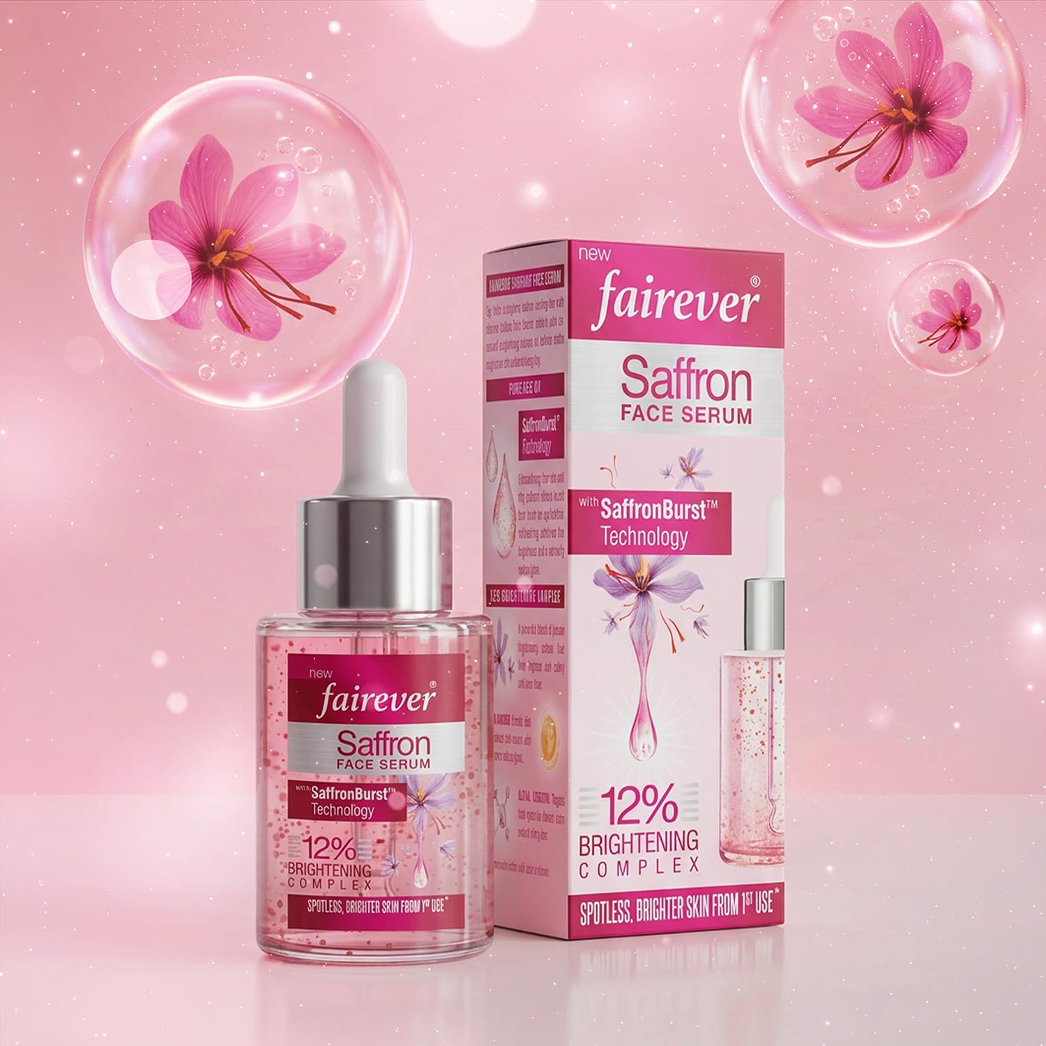 Fairever Saffron Face Serum | 12% Brightening Complex | Niacinamide, Alpha Arbutin & SaffronBurst | Reduces Dark Spots & Pigmentation | For All Skin Types | 30ml