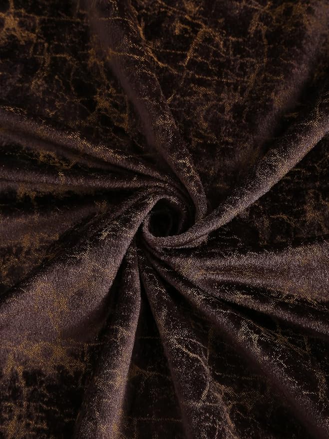 Cortina 2 Piece Solid Design Panel Eyelet Velvet Door Curtains | 7 Feet | Brown