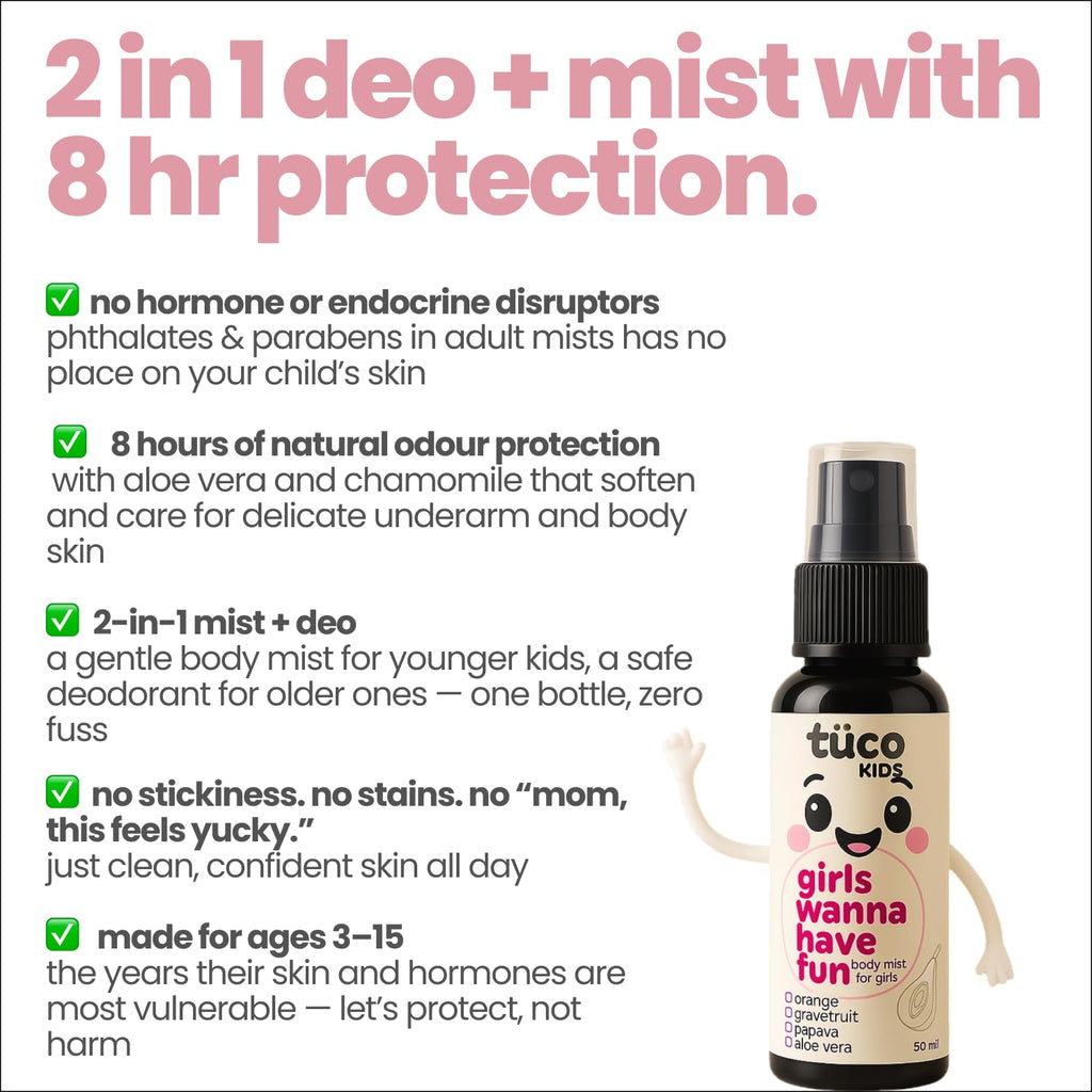 TucoÂ® Kids Natural Magic Mist for Girls | Body Spray | Gentle & Safe Perfume for Kids and Baby | Long Lasting with Mild & Delicate Fragrance | Papaya & Rose Water Extract | 100ml