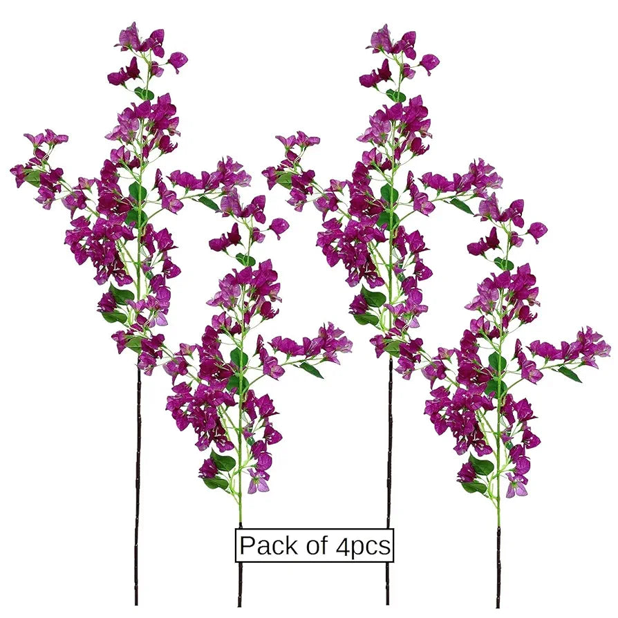 Artificial Flowers Silk Bougainvillea Branches Faux Artificial Bougainvillea Floral Stems Long Plant Branches 45"
