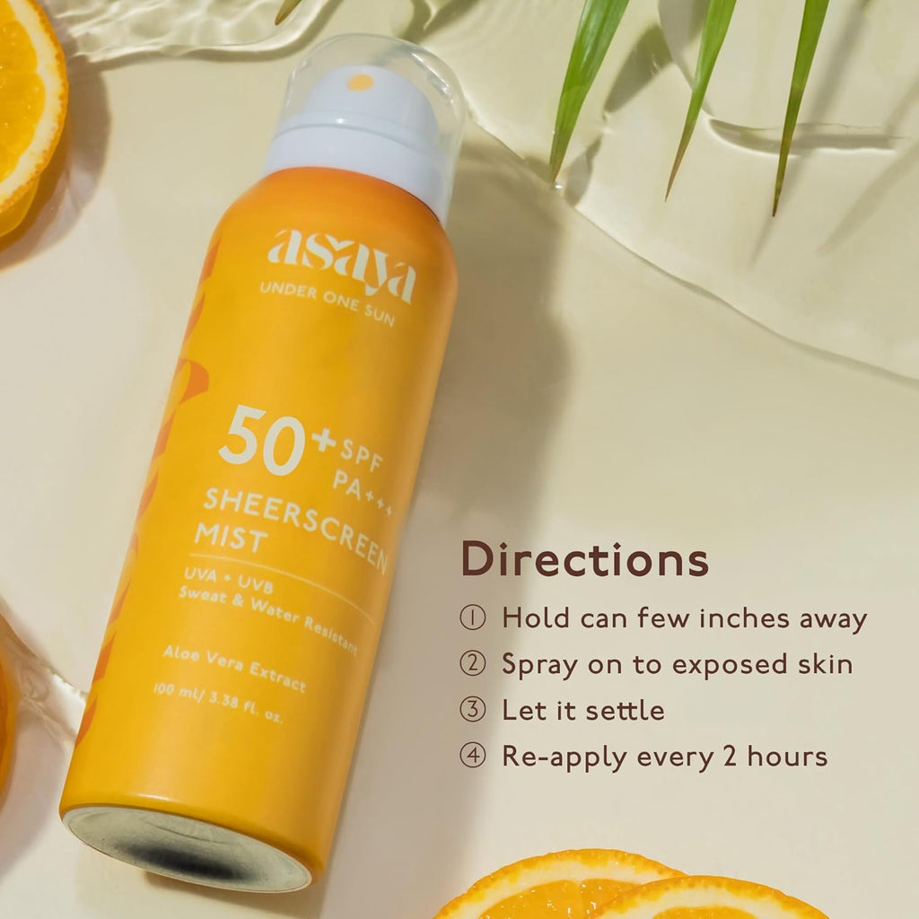 ASAYA | Body Sunscreen Spray SPF 50+ PA++++ | In VIVO Tested | Lightweight Broad Spectrum Protection | Quick Dry Mist | Designed for Outdoor & Daily Use | For Men & Women | 100 ml