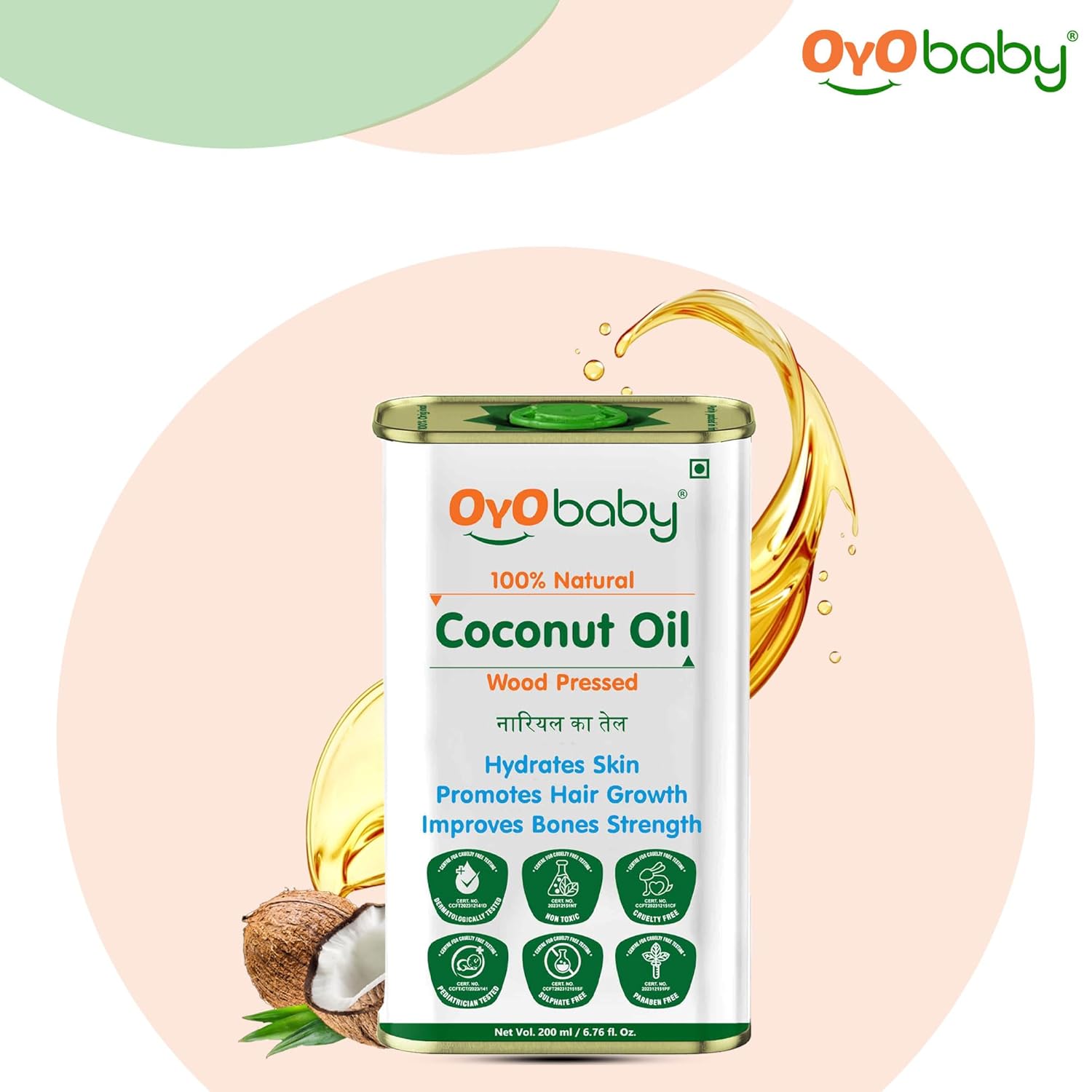 Oyo Baby Massage Oil Pure & Natural Coconut Baby Oil - 200 ml