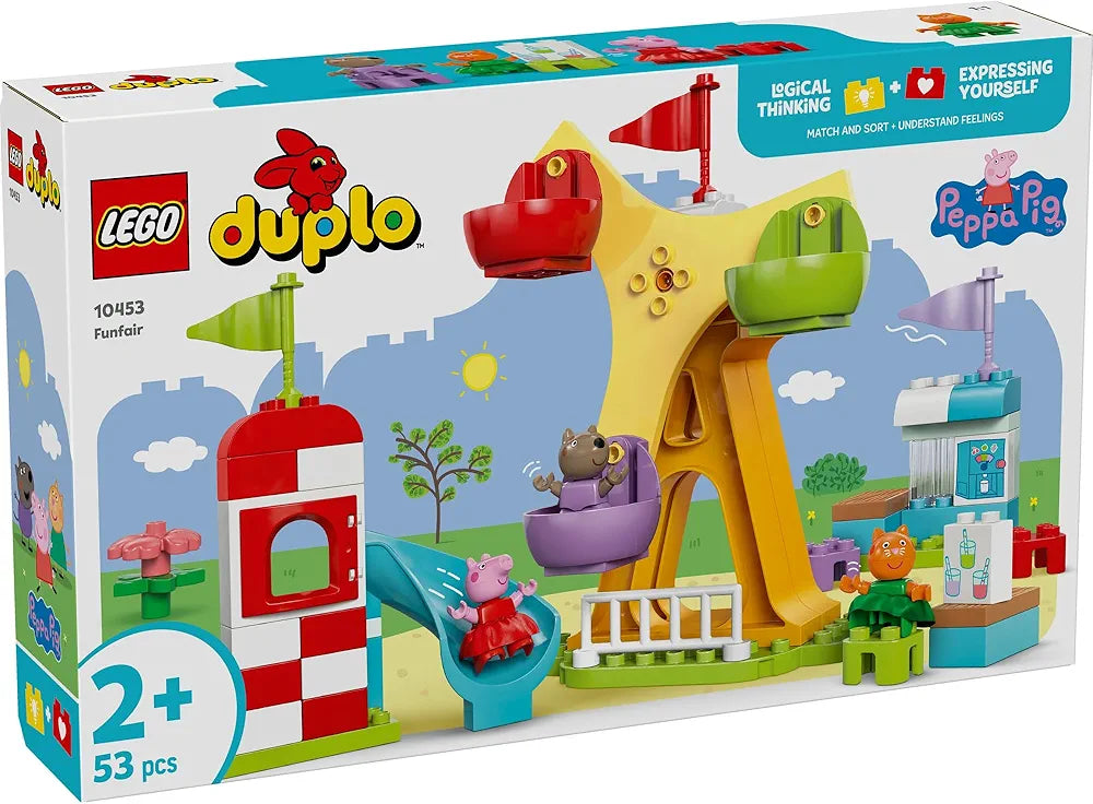 Lego Duplo Peppa Pig Funfair Pretend-Play Amusement Park Toddler Toy 10453 Building Blocks Toys for 2+ Gift for Boys and Girls