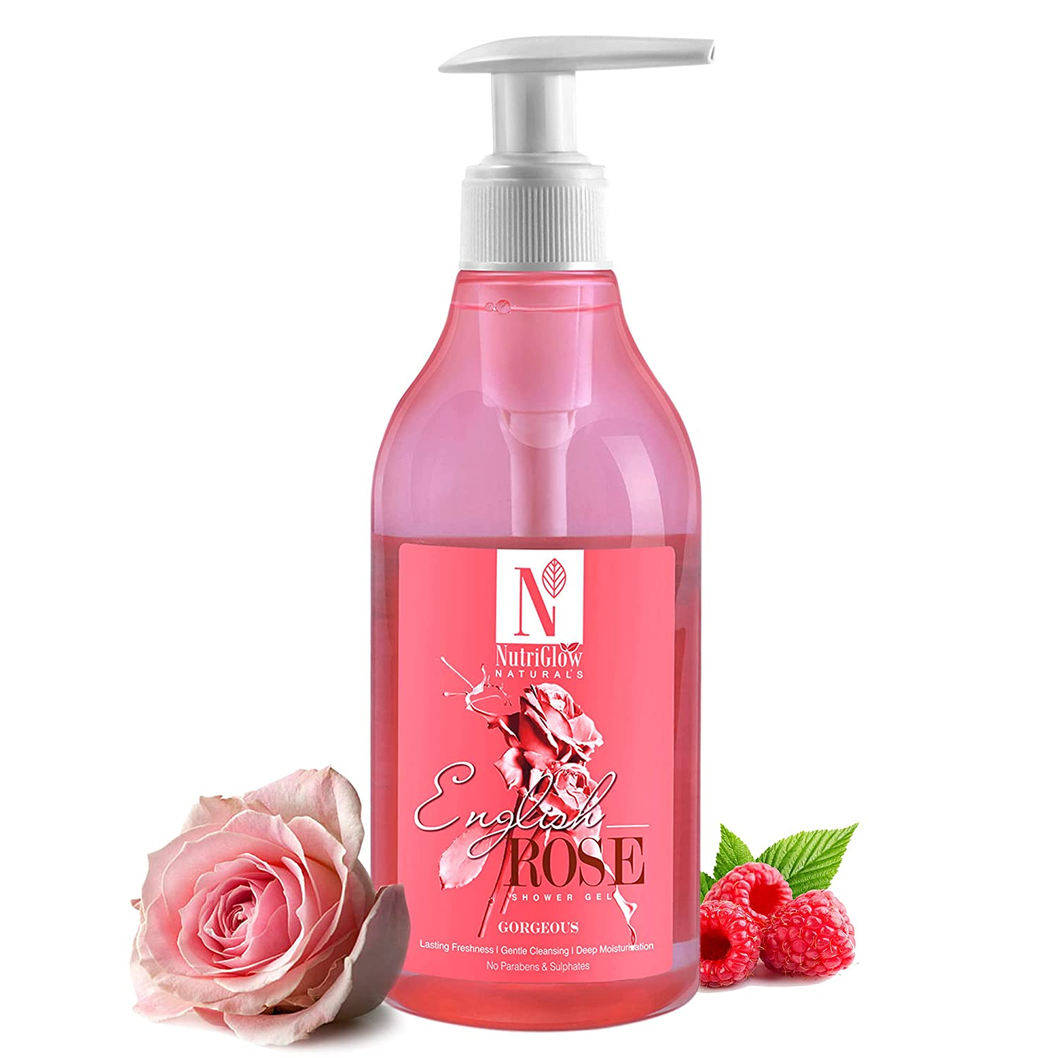 NutriGlow NATURAL'S English Rose Shower Gel With Mulberry Extract For Long Lasting Freshness - 300 ml