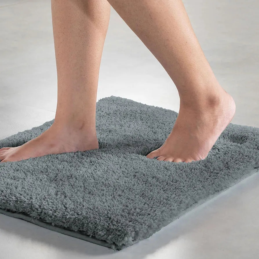 Luxe Home International Microfiber Rectangular Bath Mat Super Soft Non Slip Vegas Mats 45X75 Cm Colour Grey