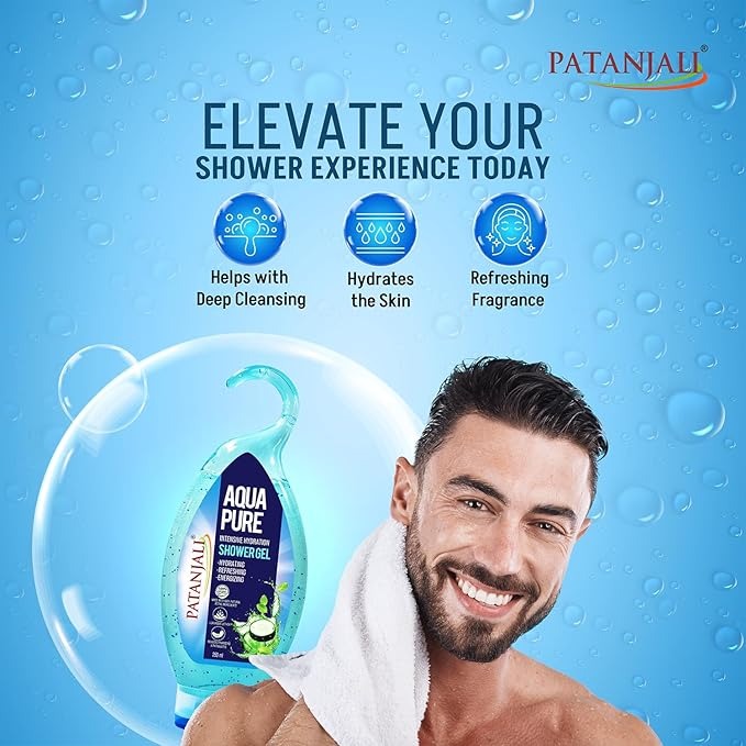 Patanjali Aqua Pure Intensive Hydration Shower Gel - 250 ml (Pack of 3)