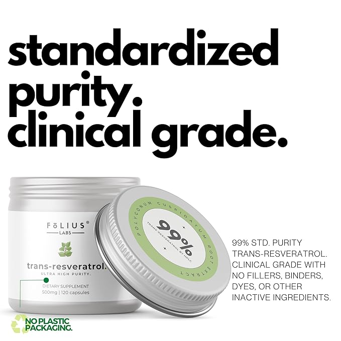 Folius Labs Ultra High Purity Trans-Resveratrol - 120 caps