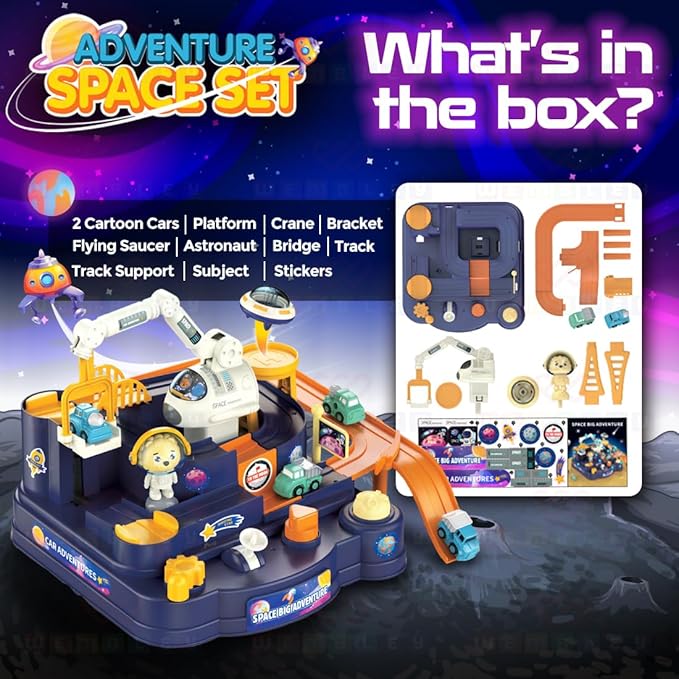 Wembley Space Adventure Race Track Set for Kids Inertia Toy Vehicle Playsets for Kids