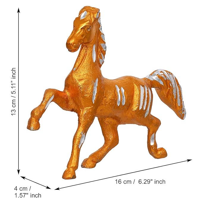 Ecraftindia Set of 2 Golden Running Horse Statues Animal Figurines Decorative Showpieces
