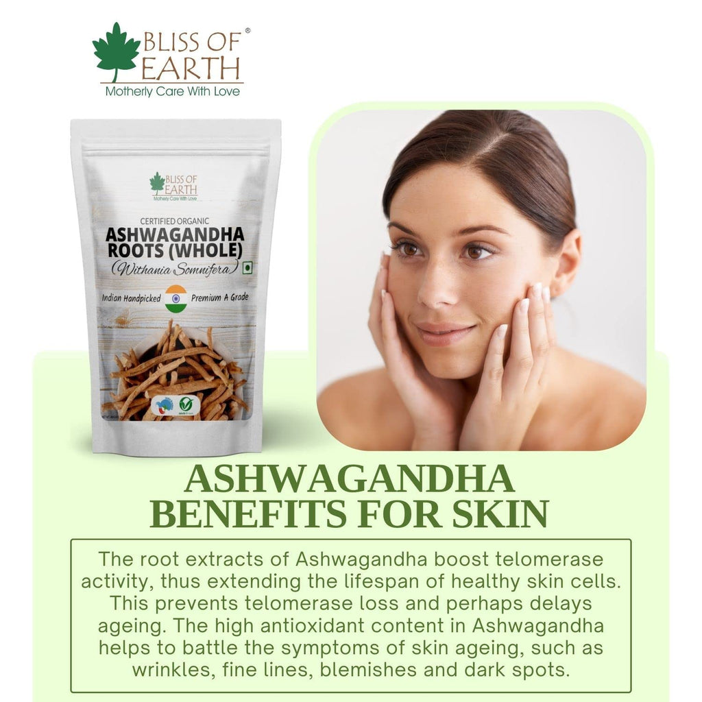 Bliss of Earth Ashwagandha Powder 200gm Organic Whole Premium Grade Great for Health & Wellness