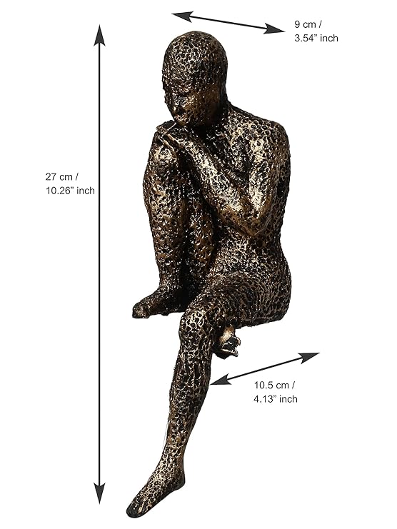 Ecraftindia Man Sitting in Thinking Position Handcrafted Decorative Showpiece | Brown