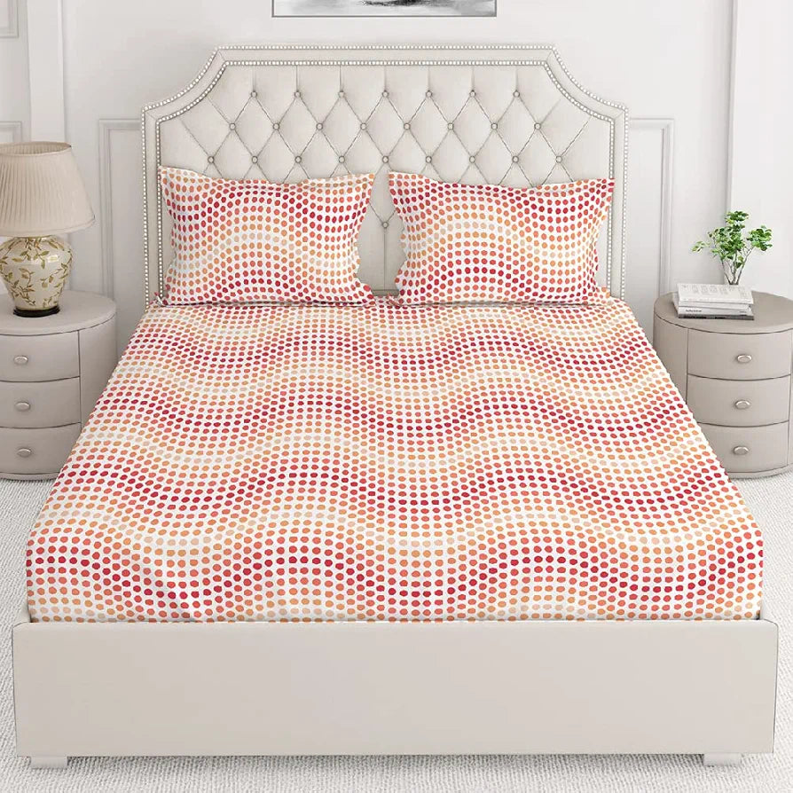 Layers Tivoli Cotton Bedsheet Set for All Seasons Lightweight 104 TC Queen Size Dark Beige Color