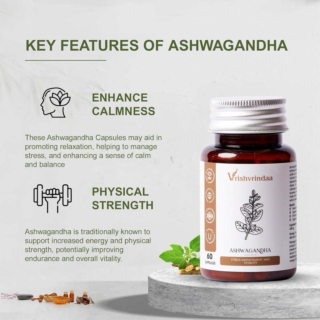 VrishVrindaa Ashwagandha Capsules  500 mg  - 60 Caps