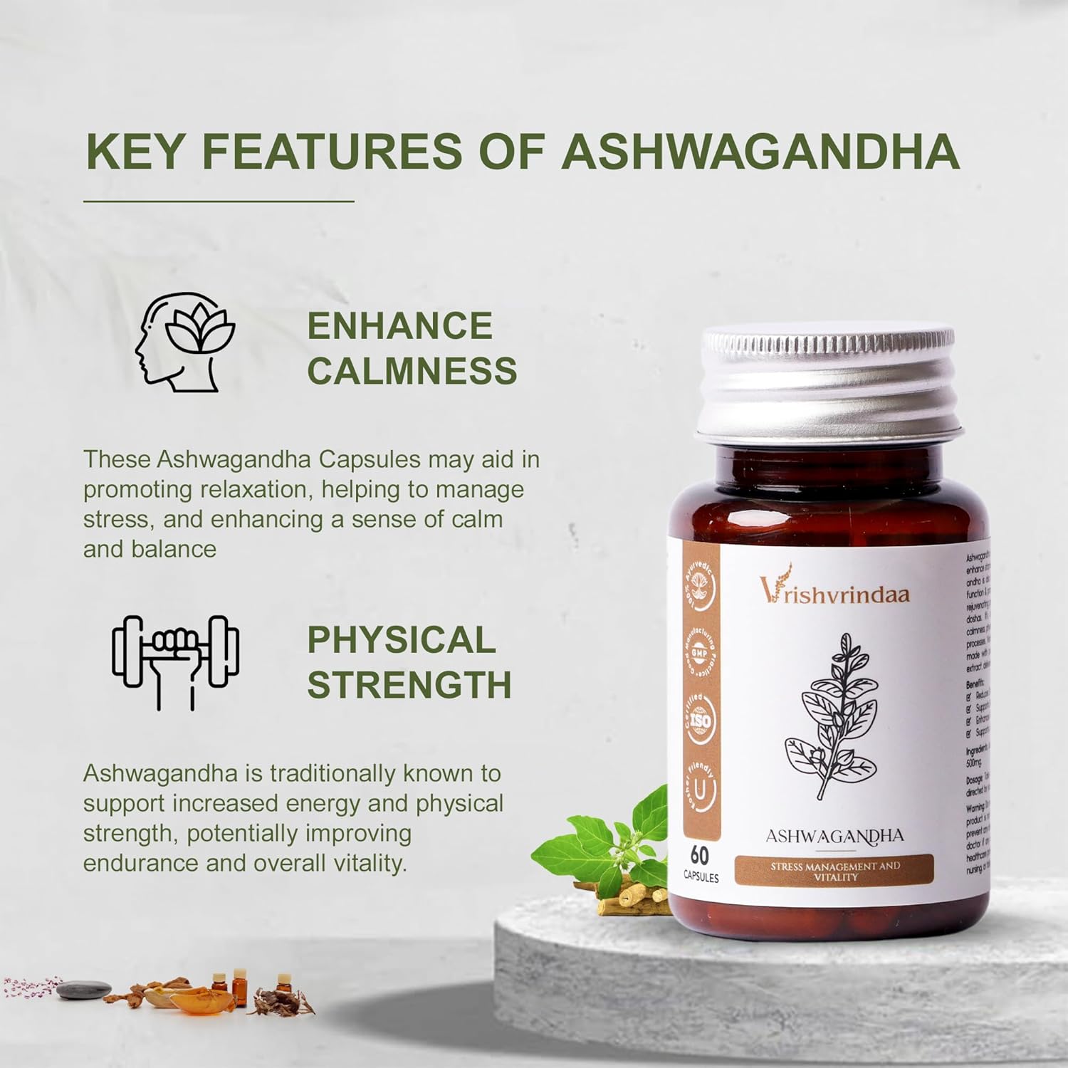 VrishVrindaa Ashwagandha Capsules  500 mg  - 60 Caps