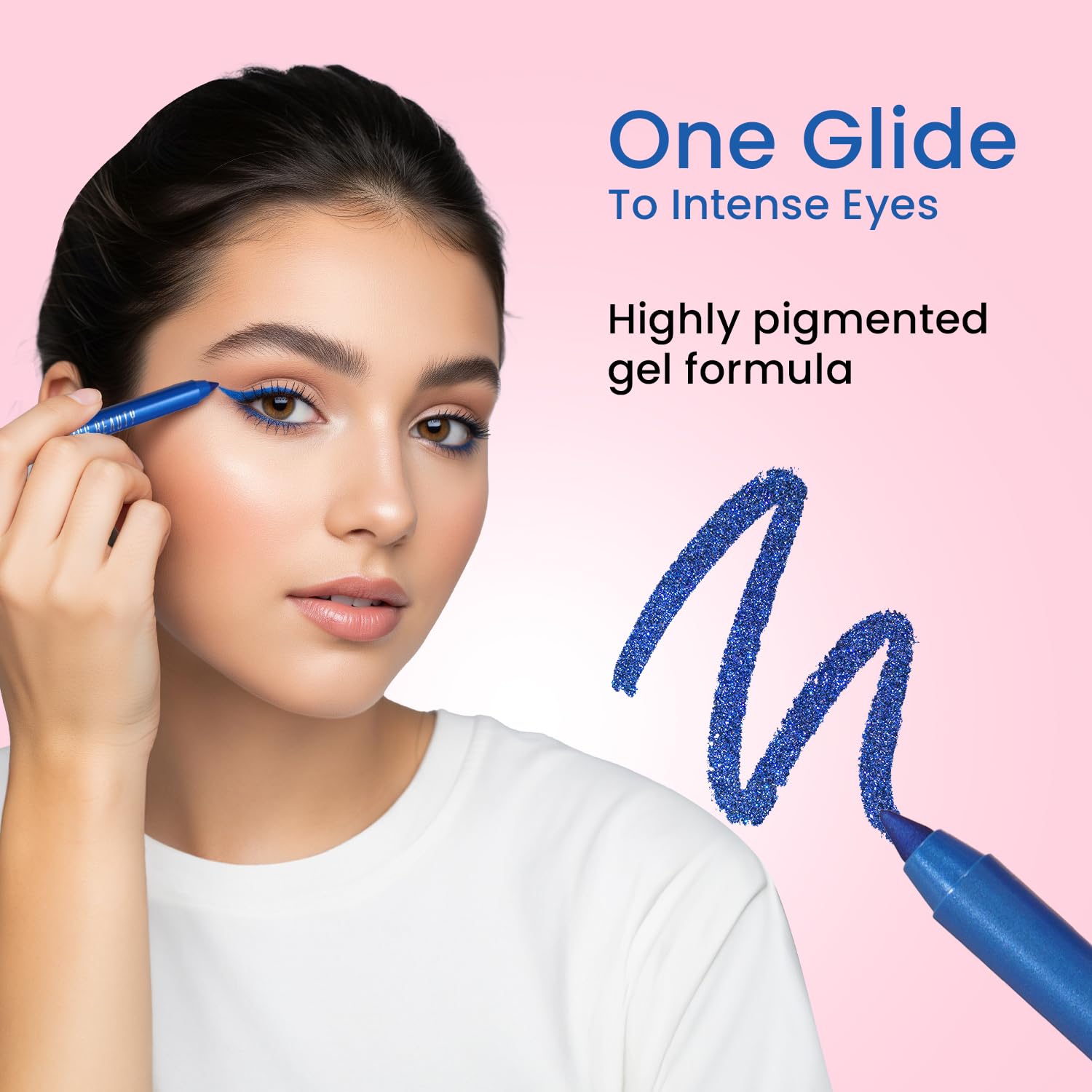 Swiss Beauty Intense Gel Kajal with Sharpener | 12-Hour Stay | Waterproof | Smudge-Proof | Creamy Texture | Highly Pigmented | Multi-Use Eye Pencil | 1.2g, Shade- Royal Blue