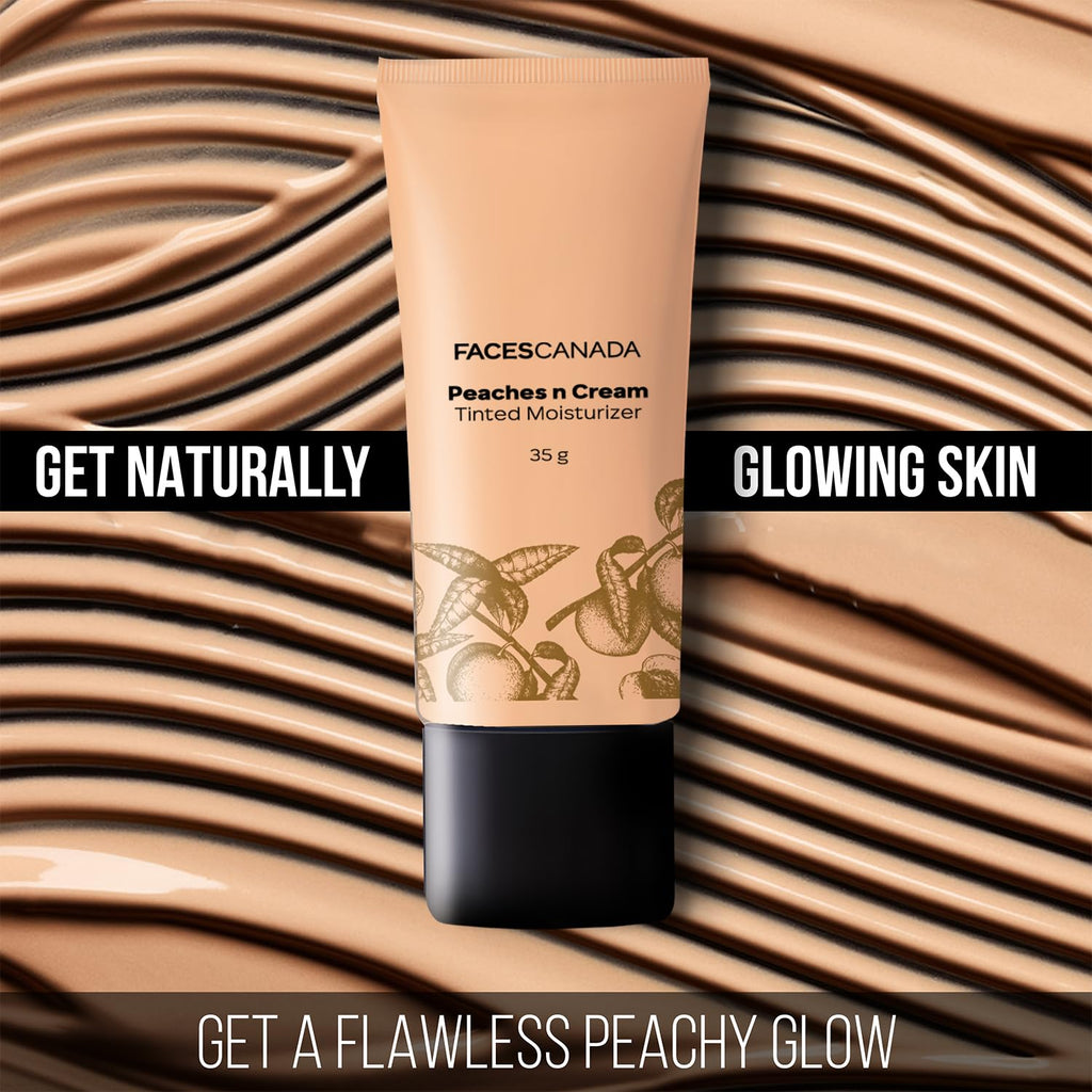 FACES CANADA Peaches N Cream Tinted Moisturizer - Light 01, 35 g | Soft Peachy, Natural Glow | Lightly Tinted BB Cream | Non Oily Lightweight Gel Formula | Blends Easily | Suitable For All Skin Types
