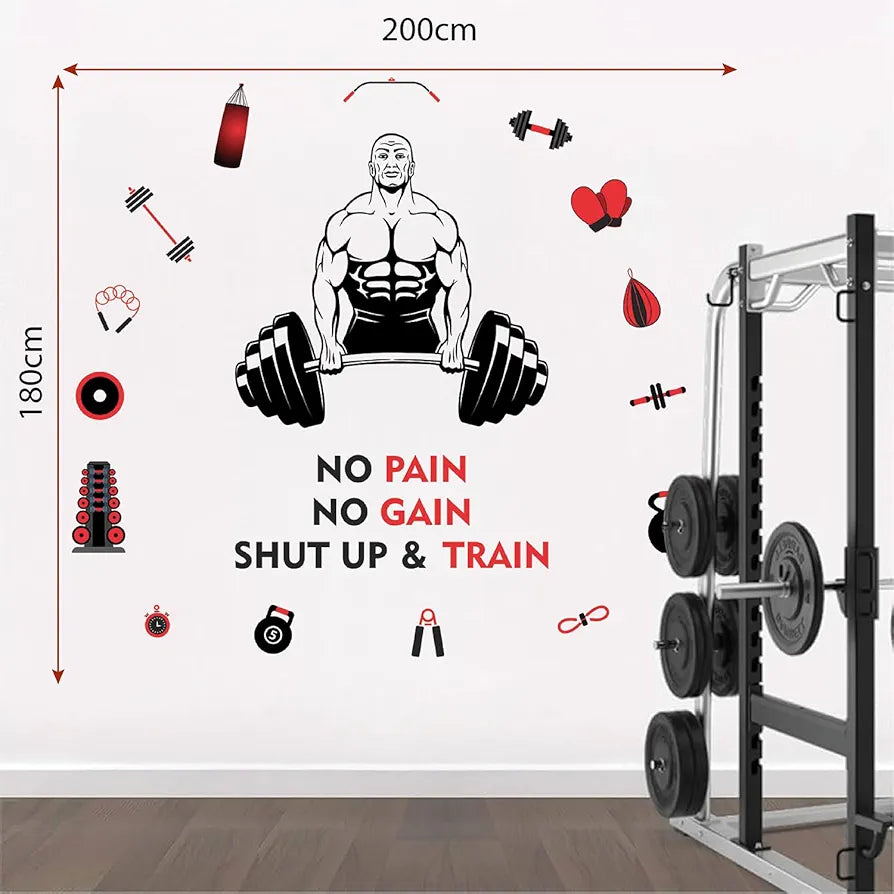 StickMe Gym Fitness Bodybuilding Sports Workout Boxing Inspirational Motivational Quotes Wall Sticker Premium Extra Large - 200 x 180 cm