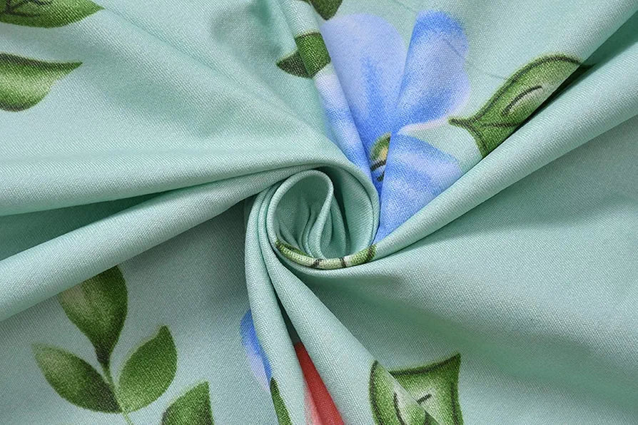 The Home Style 300 TC Cotton Feel Glace Cotton All Around Elastic Fitted Printed King Size Double Bed Bedsheet with 2 Pillow Cover Pista Green