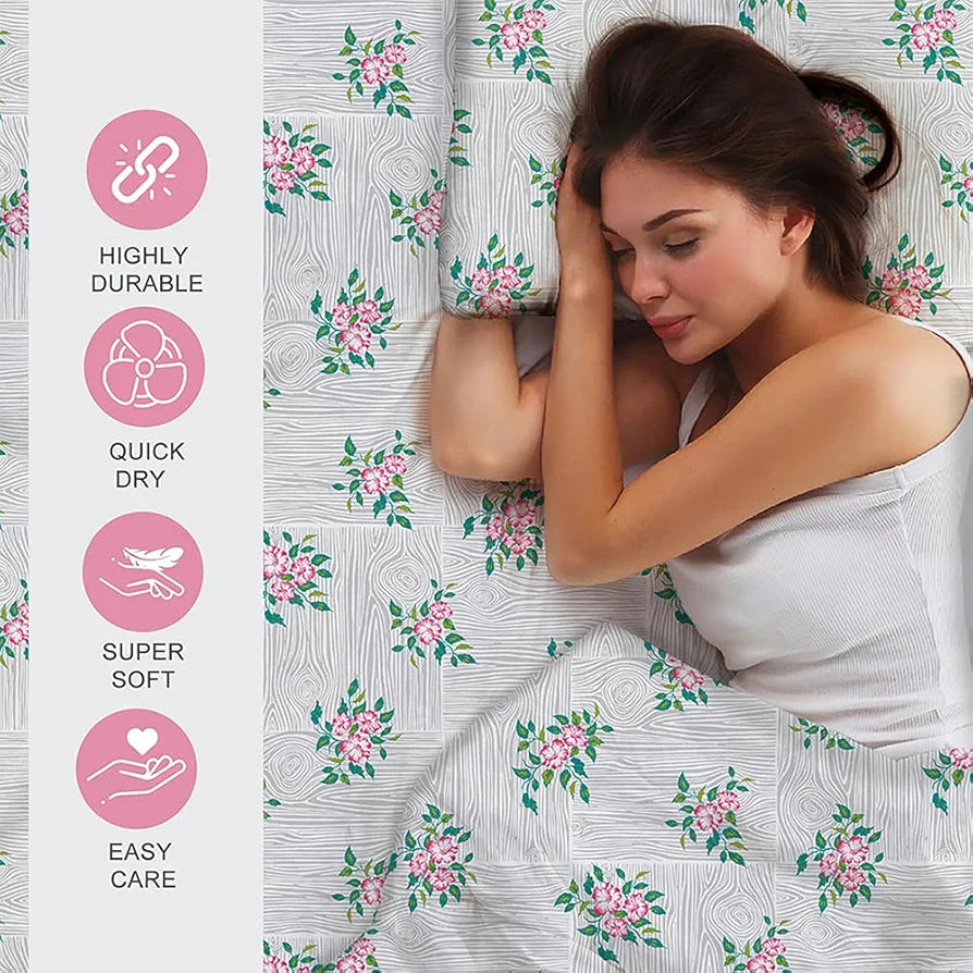 Layers Zen Cotton Blend King Bedsheet Set 1 King Cotton Bedsheet & 2 Pillow Covers Breathable & Anti-Wrinkle 225 CVC Gray