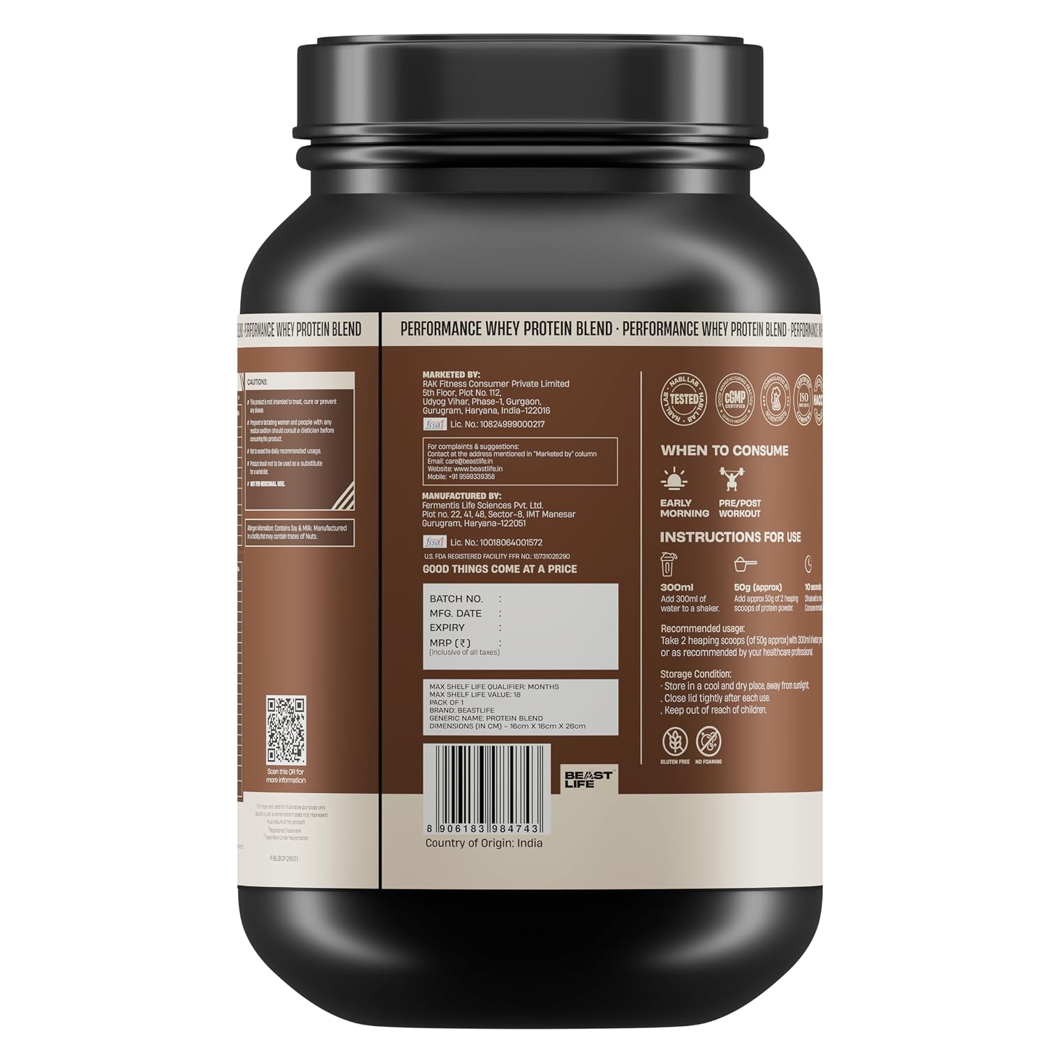 BeastLife Performance Whey Protein Blend | 34g Protein | 5.7g BCAA | 1Kg | Cold Coffee | Muscle Growth & Recovery | Easy to Digest with Ultrasorb Tech | Smooth & Easy to Mix | Contains Whey Protein Concentrate & Yeast Protein