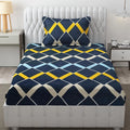 Fresh From Loom Microfiber Single Size Single Geometric Bedsheet with 1 Pillow Covers 144 TC Slate Grey