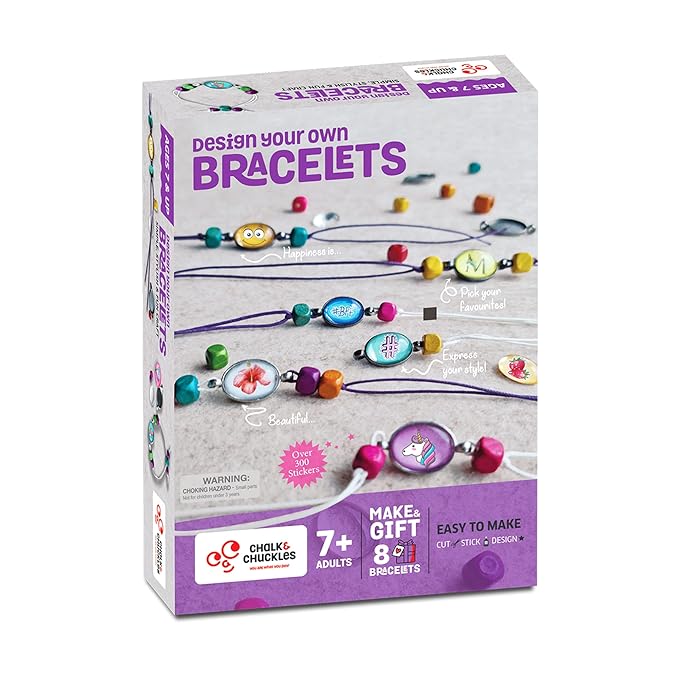 Chalk and Chuckles Art and Craft Kit, Bracelet Making Kit for Kids | Diy Jewellery Making Toy for Kids | Metal, Multicolor