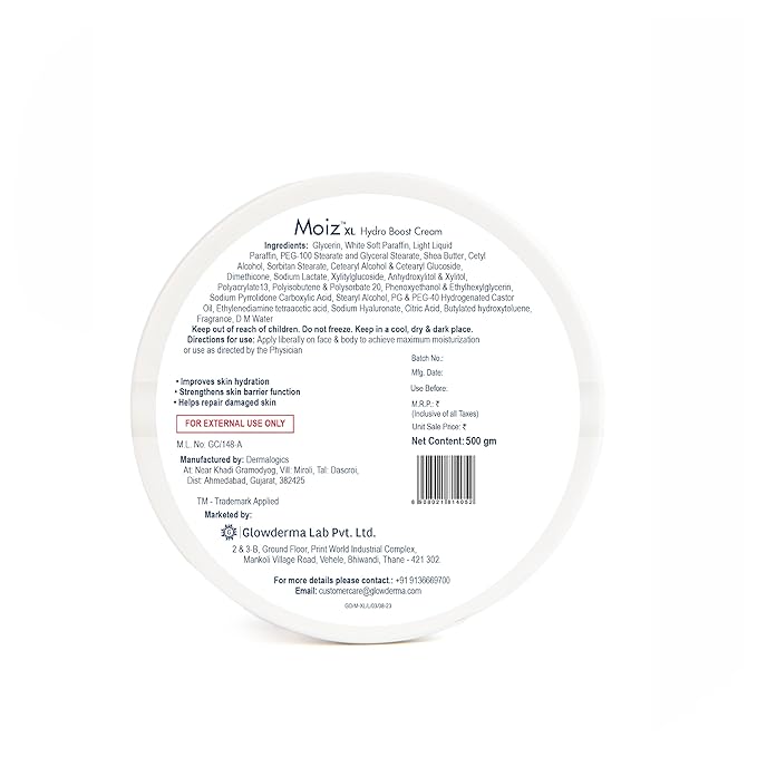 Moiz Xl Hydro Boost Face & Body Cream | Formulated With 13 Moisturizers  - 500 Gms