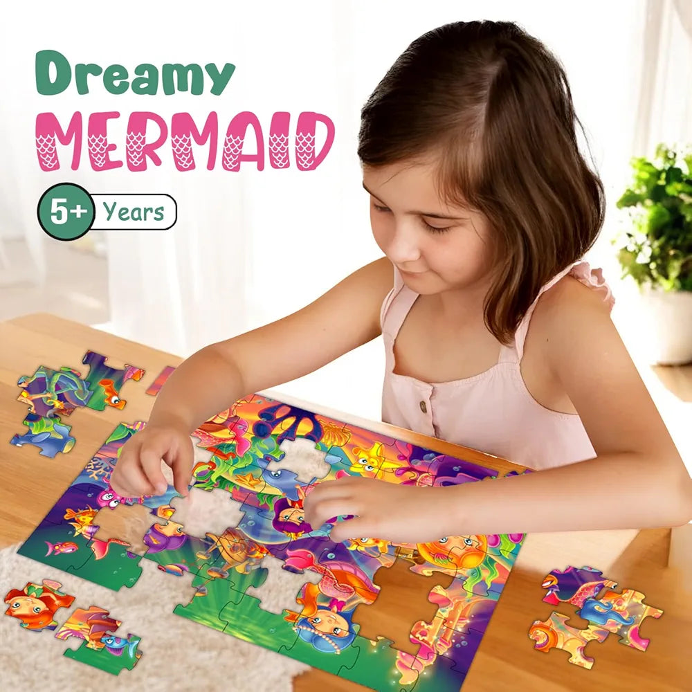 Playqid Mermaid Jigsaw Puzzle for Kids, 72-Piece 35 x 48 cms Aquatic Ocean Animals Floor Puzzle for Ages 5+ Underwater Theme Educational