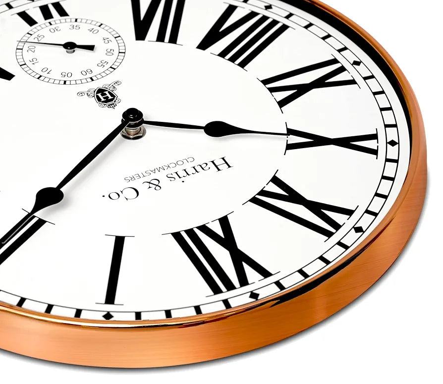 Harris & Co. Clockmasters Premium Metal Analog Wall Clock With Sub-second Dial