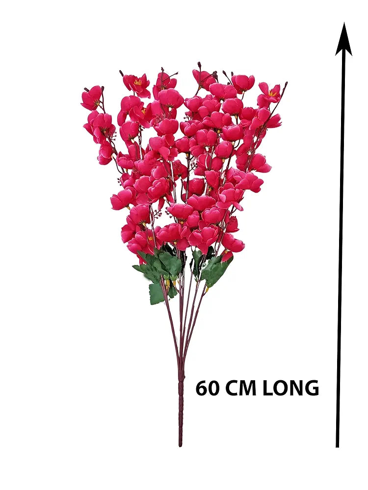 Artificial Flowers Bunch Cherry Blossom Ideal for vase Without vase Maroon 55 cm Height Fabric