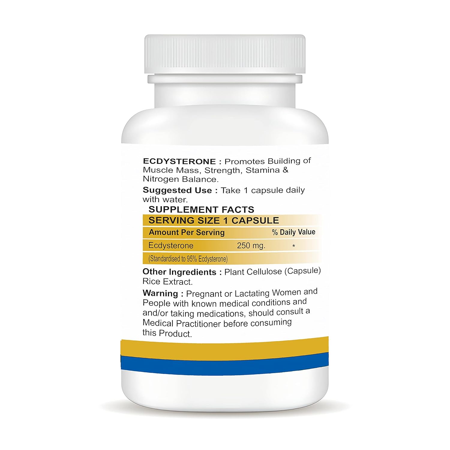 VITARUHE Ecdysterone Supplement 250Mg | Increases Fat Free Muscle Mass, Training Performance, Strength And Protein Synthesis, 98% Maximum Purity, Formulated For Improved Absorption 90 Capsules